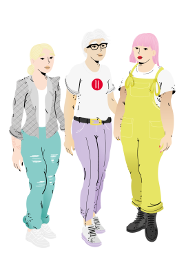 Cartoon Image of thre Three Hey Girls CIC founders