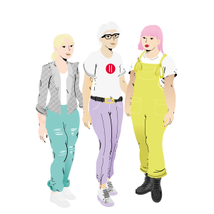 Cartoon Image of thre Three Hey Girls CIC founders