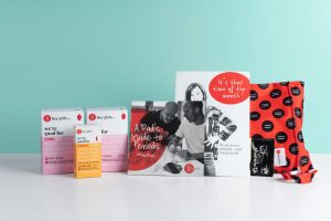 Hey Girls Pads for Dads kit - Product selection and Dad's Guide to Periods booklet